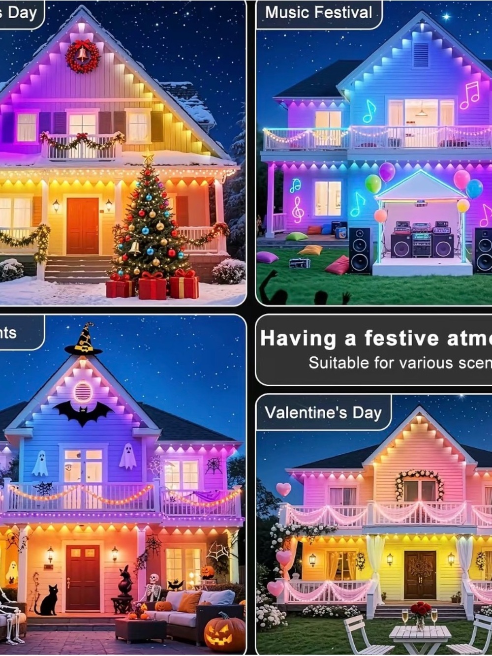 Multicolor Outdoor Holiday LED House Lights - Brand